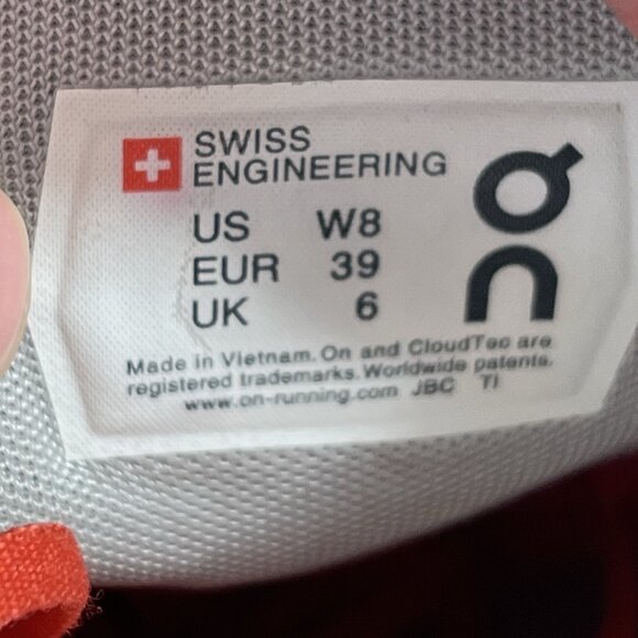 On Running Red and White Athletic Shoes - Picture 10 of 10